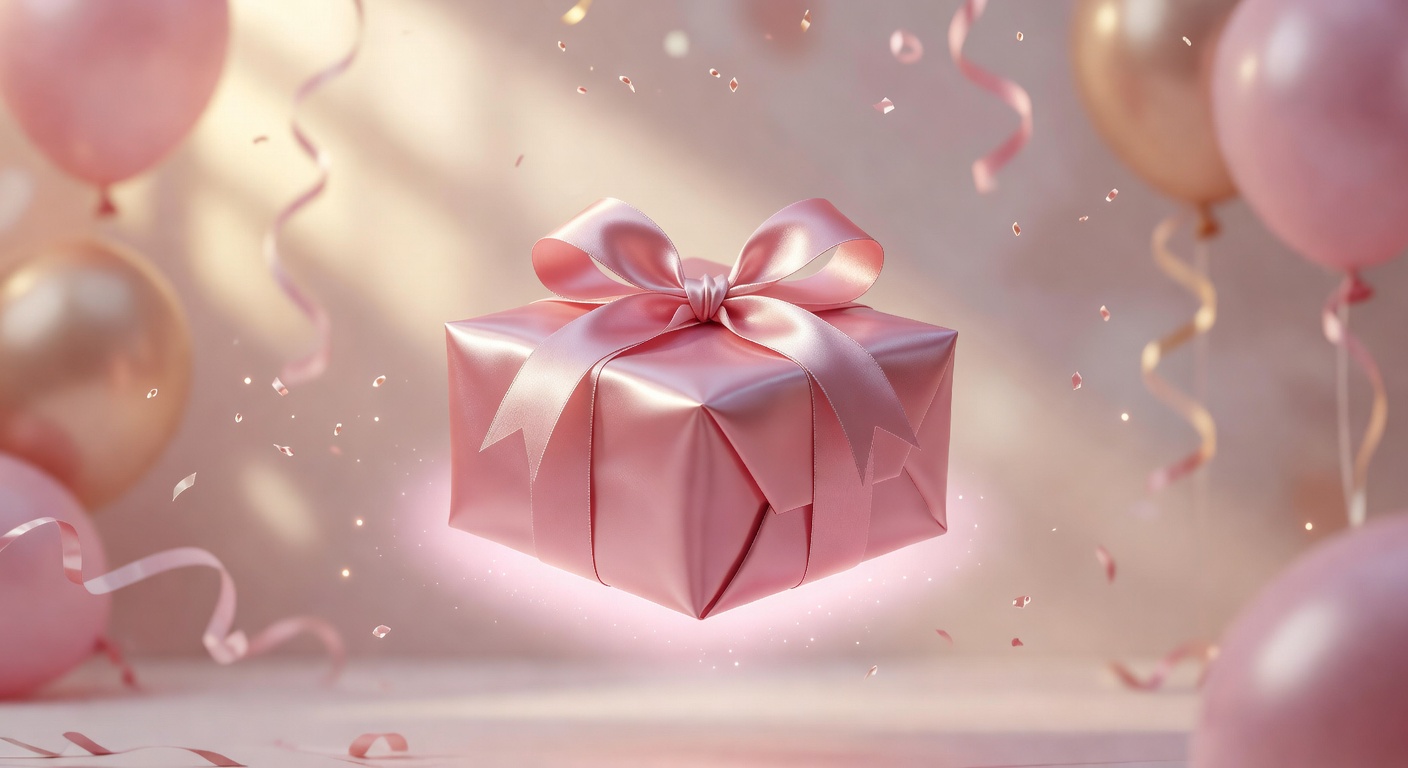 Beautifully wrapped pink surprise gift box