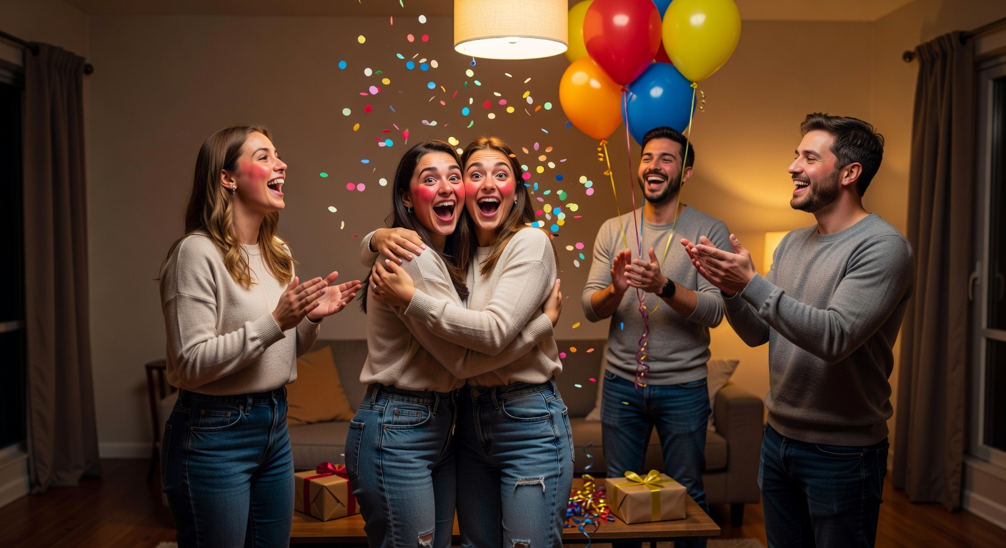 Friends having a surprise party